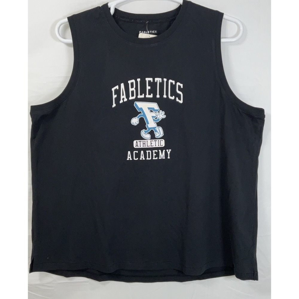 NWT‎ Men's Fabletics Athletic Academy Graphic Muscle Tank Top Black - 2X